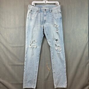 Abercrombie & Fitch Men’s Langdon SLIM Jeans 32X34 Light Wash Distressed
